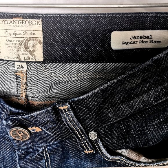 DYLAN GEORGE Jeans JEZEBEL Regular Rise Flare Ring Spun Blue Denim SIZE 24 - Picture 5 of 7